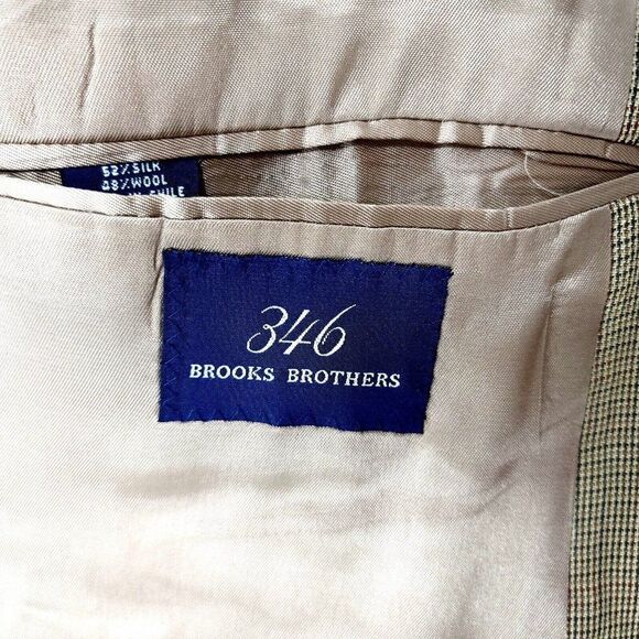 Brooks Brothers 346 Silk Wool 2 Button Sport Coat 42S Brown Tan Check Blazer - Picture 9 of 14